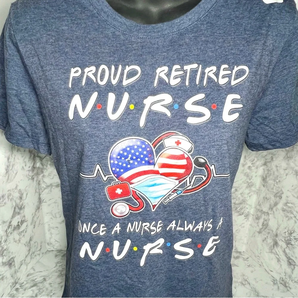 Nursing Retiree Scoop Neck Short Sleeve Cotton Stretch Tshirt RN LPN Friends NWT - Picture 11 of 11